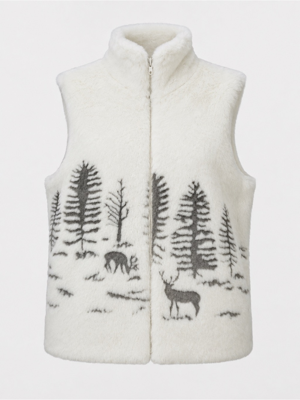 Northern Lifestyles Canada Faux Fur Winter Forest Scene Vest/Size Small